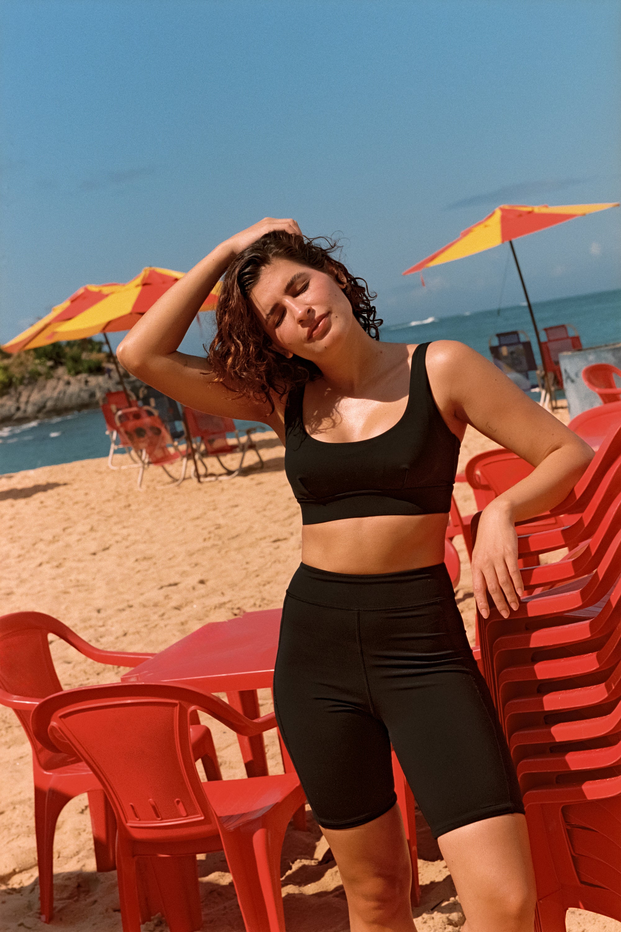 MIRANDA LONG SWIM SHORT - BLACK SAND