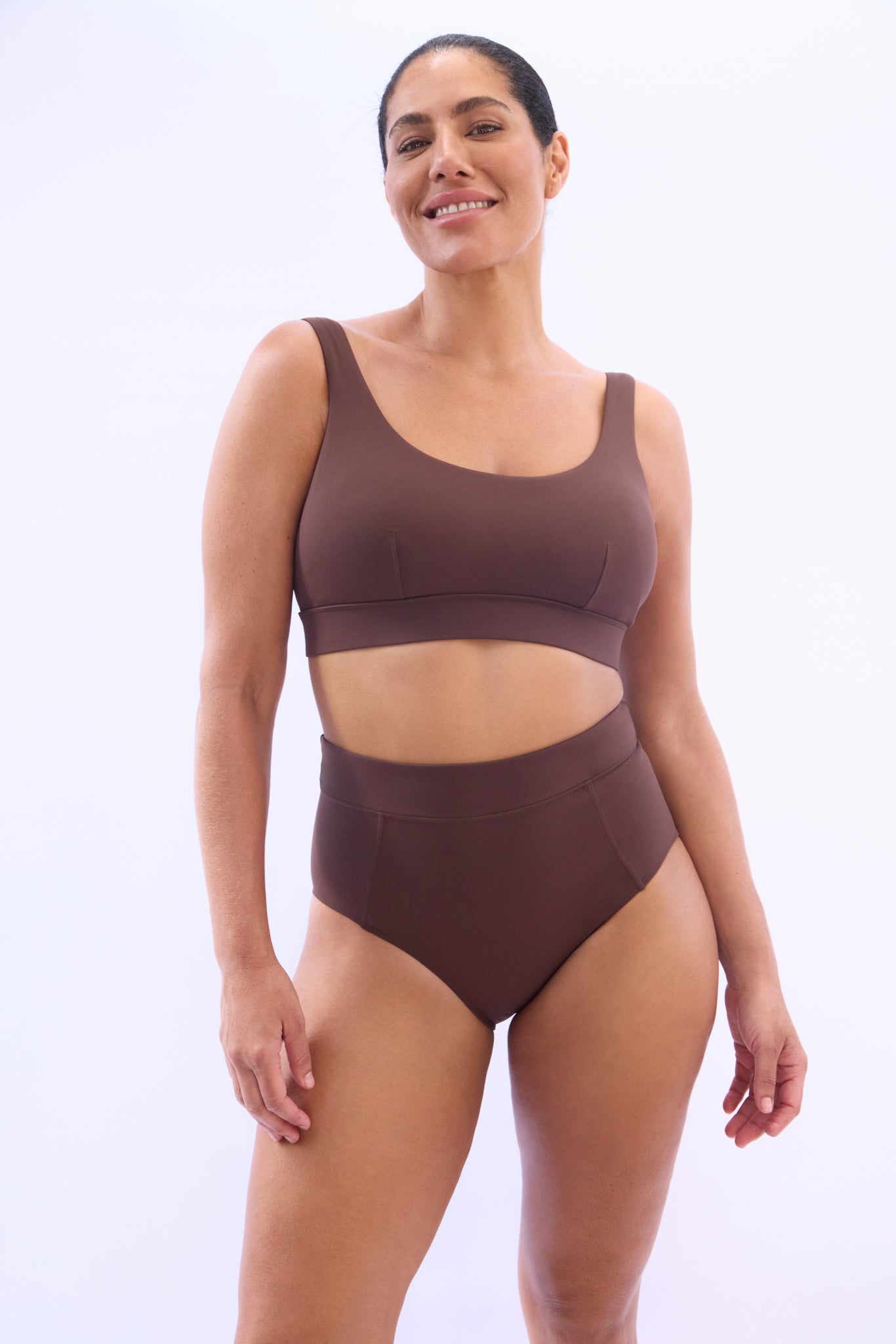 NELLIE SCOOP BIKINI TOP - COCOA