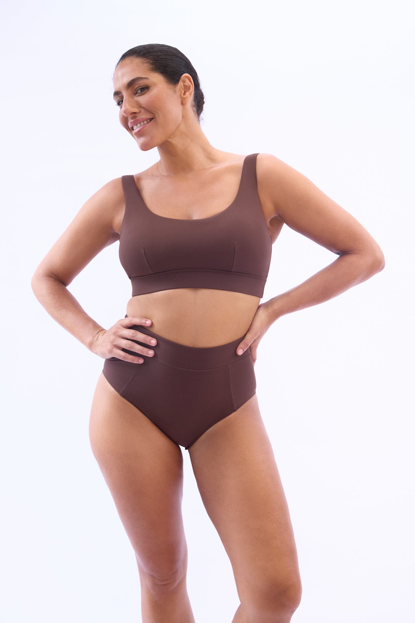 NELLIE SCOOP BIKINI TOP - COCOA