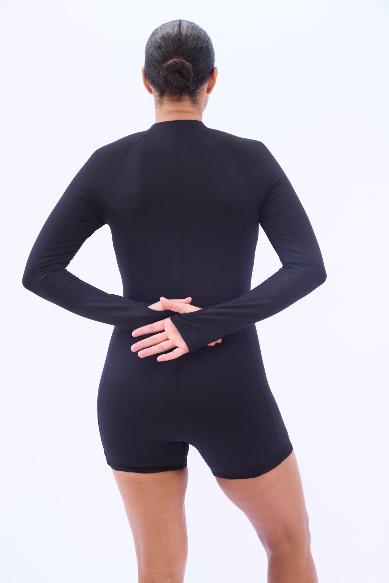 NICOLE LONG-SLEEVE ONE-PIECE - BLACK SAND